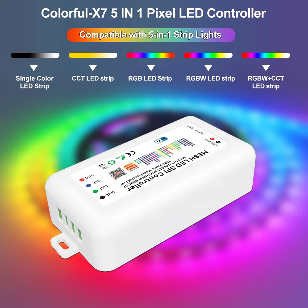 TY-X7 Aipin 5-IN-1 1024 IC LED Musik Spektrum Kontrol Wifi Pixel Addressable RGB Pixel Strip Digital Light Screen SPI Controller