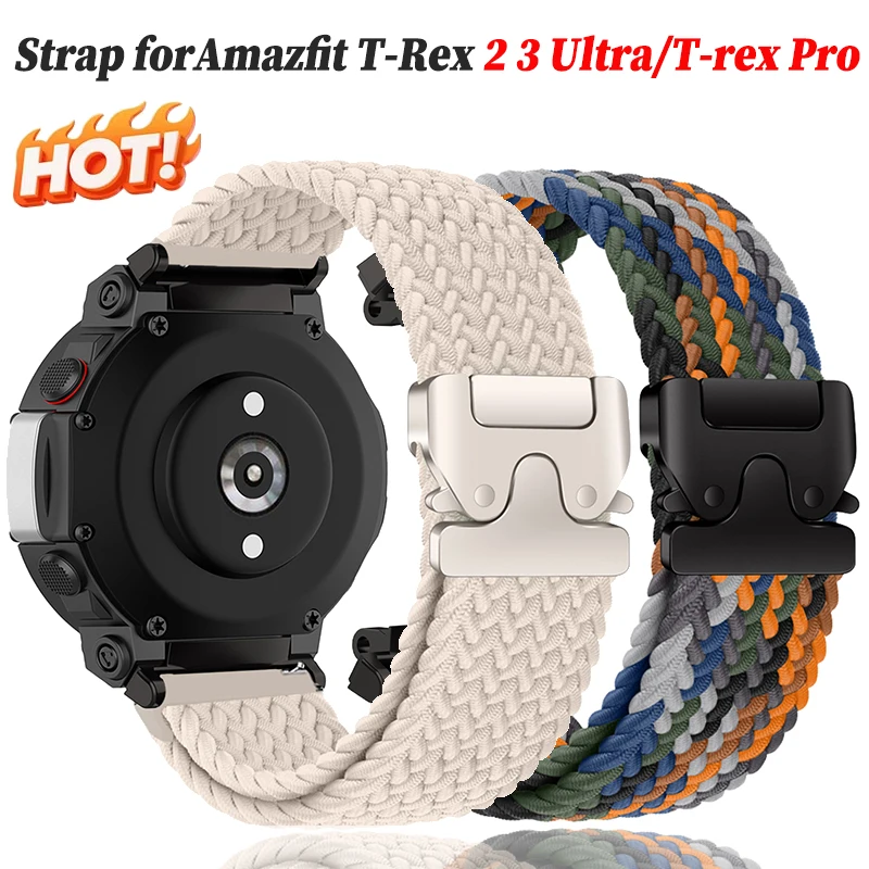 Armband für Huami Amazfit T-Rex 2 3 Ultra, geflochtenes Nylonarmband für Amazfit T-Rex Pro Smart Watchband, Ersatzarmband