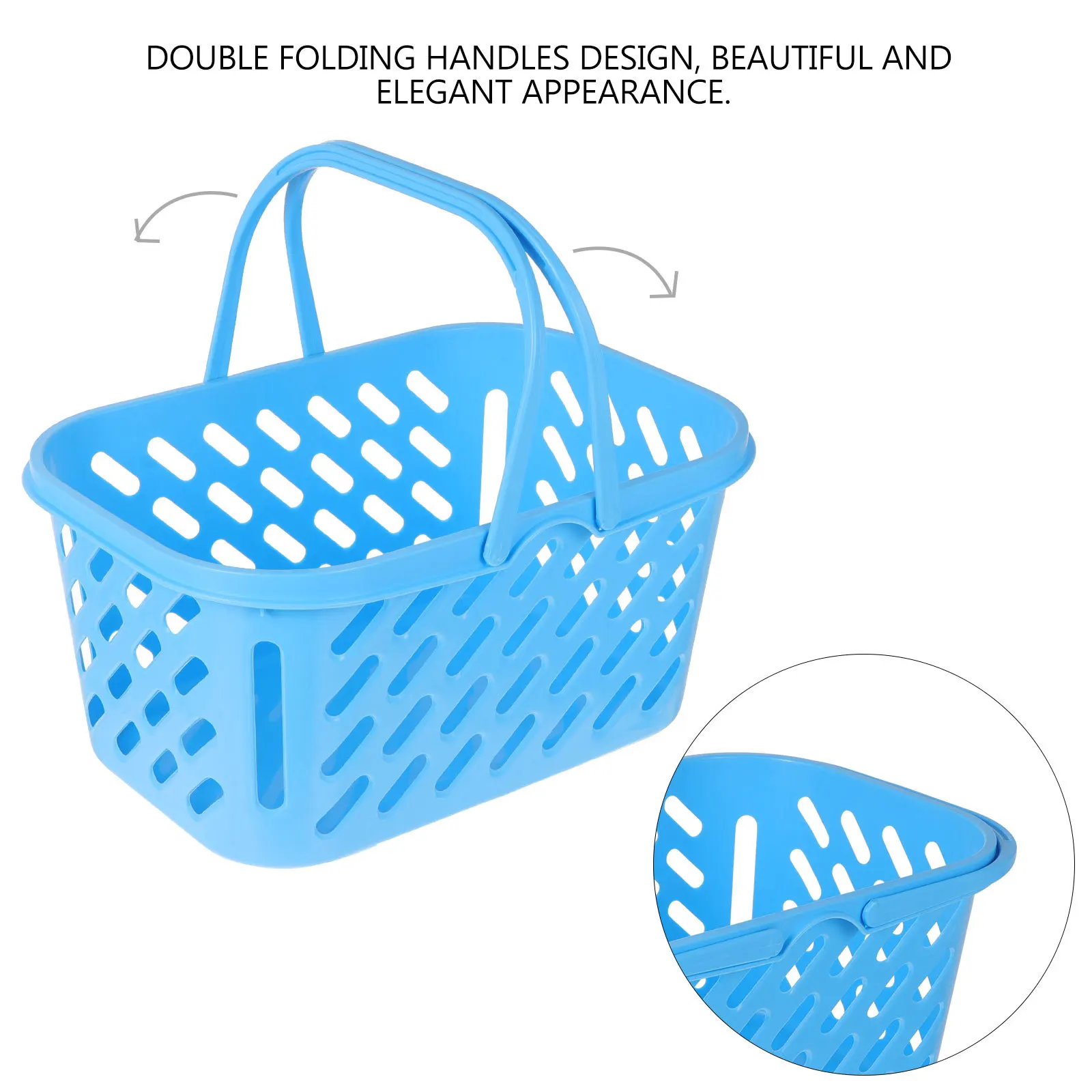 

Thickened Plastic Shopping Basket with Double Handles Heavy Duty Storage Basket for Supermarket Mall Kitchen Bathroom Organizer