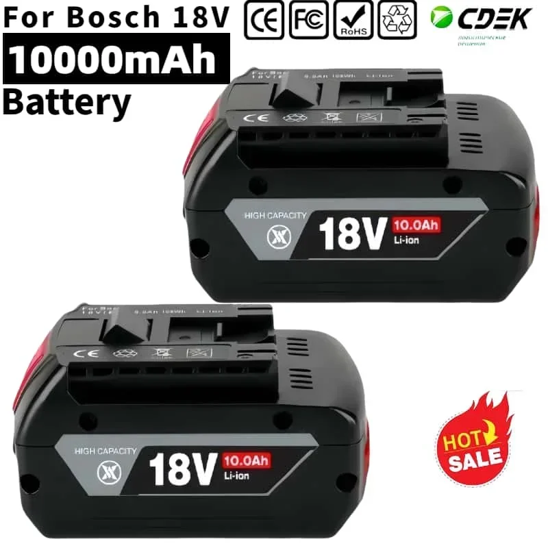 

2025-New for Bosch 18V 10000mAh Lithium-ion Rechargeable Battery Bat609, Bat609g, Bat618, Bat618g, Bat614, Bosch Drill+ Charger