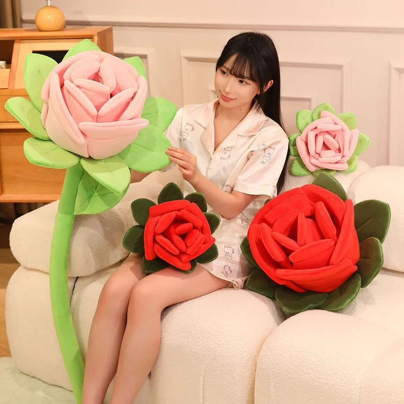 Cartoon Simulation Rose Plush Toy Home Decor Cloth Art Flower Bouquet Gift for Girlfriend Romantic Present
