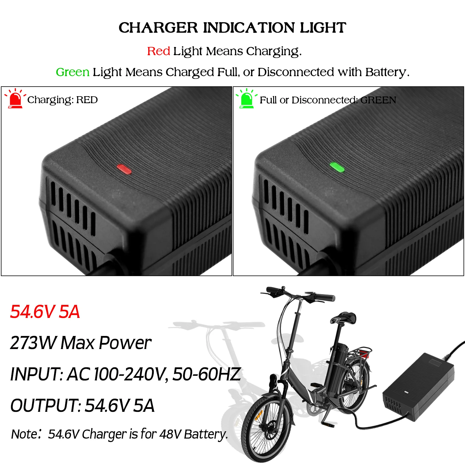 SMART 48V12ahバッテリー　充電器 48V バッテリー充電器 2A 4A 5A リチウム電池パック用 54.6V スマート