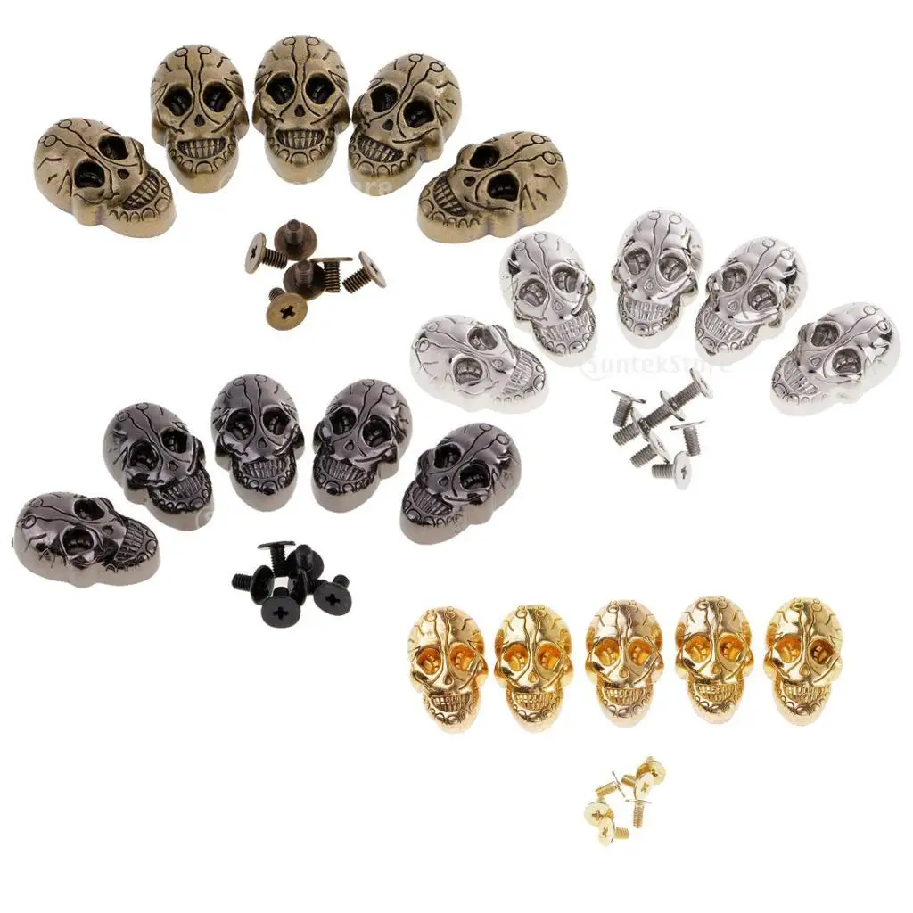 5Pcs/Set Screwback Studs Skull Head Spike Spots Spots Punk Belt Bag Leathercraft Clothes Shoes Decoration Rivets