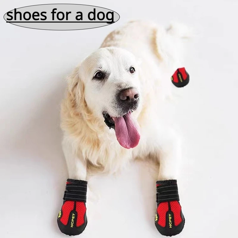 Reflective Shoes for Pets Waterproof Dog Boots Warm Snow Boots, Rain, Anti-slip Socks, Footwear for Medium and Large Dogs, 4 PCs