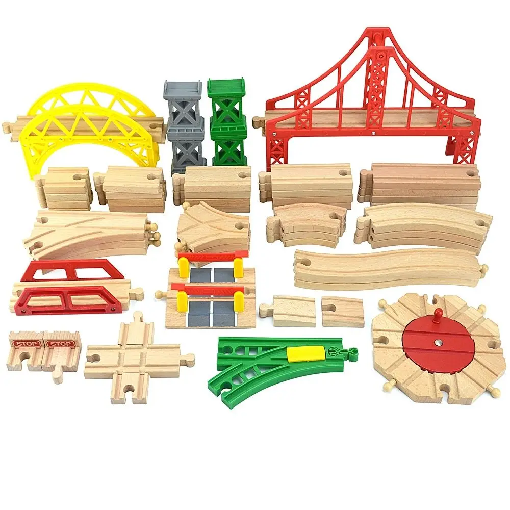 

Set Learning Educational For Children Train Track Toys Track Connector Toys Wooden Track Railway Toys Wooden Track Accessories