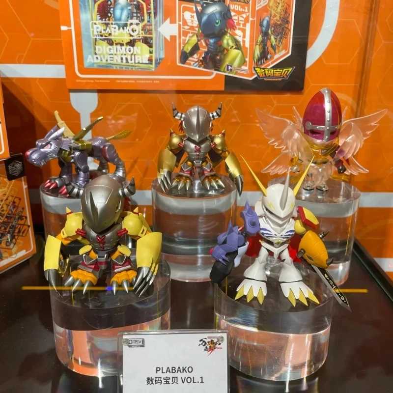 Modelo de ensamblaje de plástico genuino Plabako Digimon, caja ciega, juguetes para coleccionar, regalo, ensamblaje de dibujos animados, estatuilla de Tiranosaurio Rex de batalla