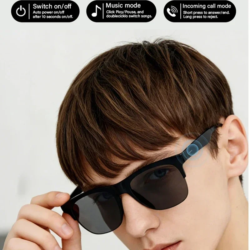 Lenovo New Smart Glasses Voice Assistant with Photo & Remote Control AI Translation Bluetooth Glasses with HD Stereo Sound