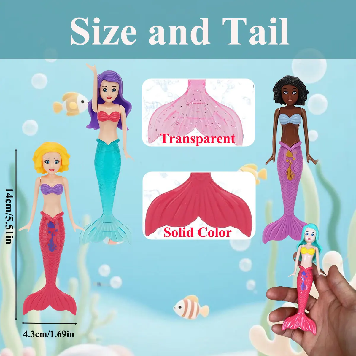 4/3 PCS 1 bag Mermaid Water Play Toys Different Style for Swimming Children Game in Sun Pool/Beach/Bath Time Gift Color Random