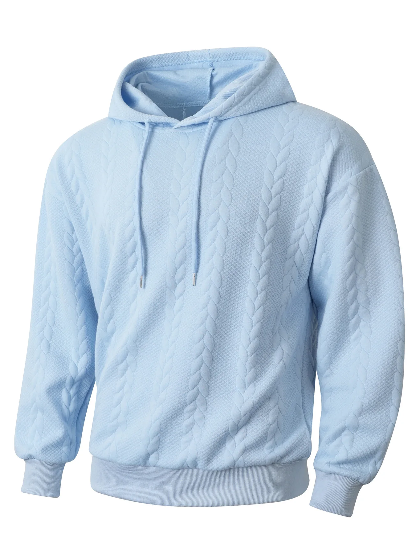 Herren Zweiteiliges Set aus Jacquard-Stoff: Kapuzenpullover mit Kordelzug und Weite Hose, Weiche Freizeitkleidung für Zuhause, Vielseitige Alltagskleidung für Männer – Detail 14