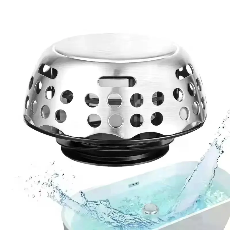 

Bathtub Filter Sink 2 In 1 Leak-proof Pop Up Stainless Steel Sink Strainer Drain Basket Stopping Bathroom Blockage Bouncing Core