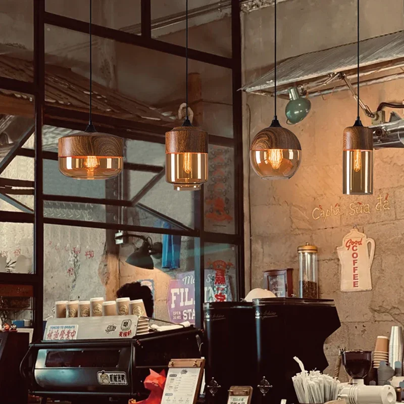 

Minimalist Retro LED Pendant Light Home Indoor Decoration Hanging Lamp Dining Room Restaurant Kitchen Glass Bedside Light E27