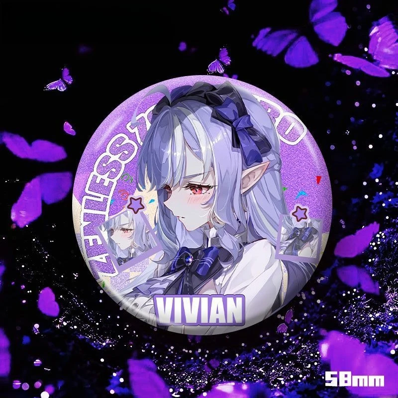 فيفيان شارة لامعة لعبة Zenless Zone Zero تأثيري اكسسوارات رائعة مزدوجة فلاش بار الطرفية حلية هدية مجموعة