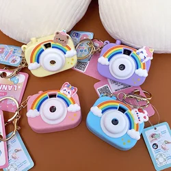 Rabbit Strawberry Cute Rainbow Projection Camera Keychain Lovers' Schoolbag Pendant Key Chain Female Keychain Girls Accessories
