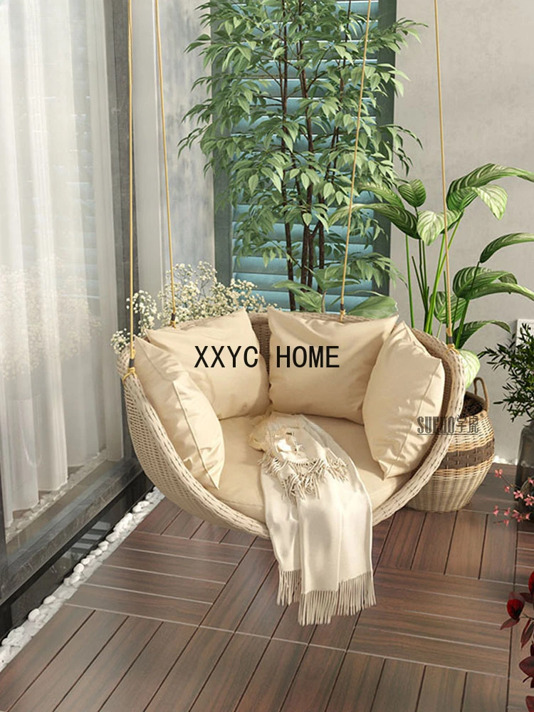 

Outdoor Swing Basket Glider Indoor Balcony Leisure Rattan Chairs Terrace Rattan Chair Single Indoor Nordic Rocking Chair