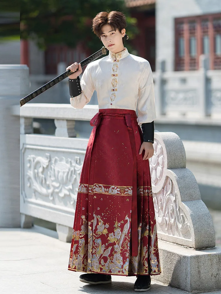 ensemble-de-costumes-d'arts-martiaux-de-style-chinois-pour-hommes-vetements-de-performance-tissu-tricote-motif-floral-brode-hanfu-traditionnel
