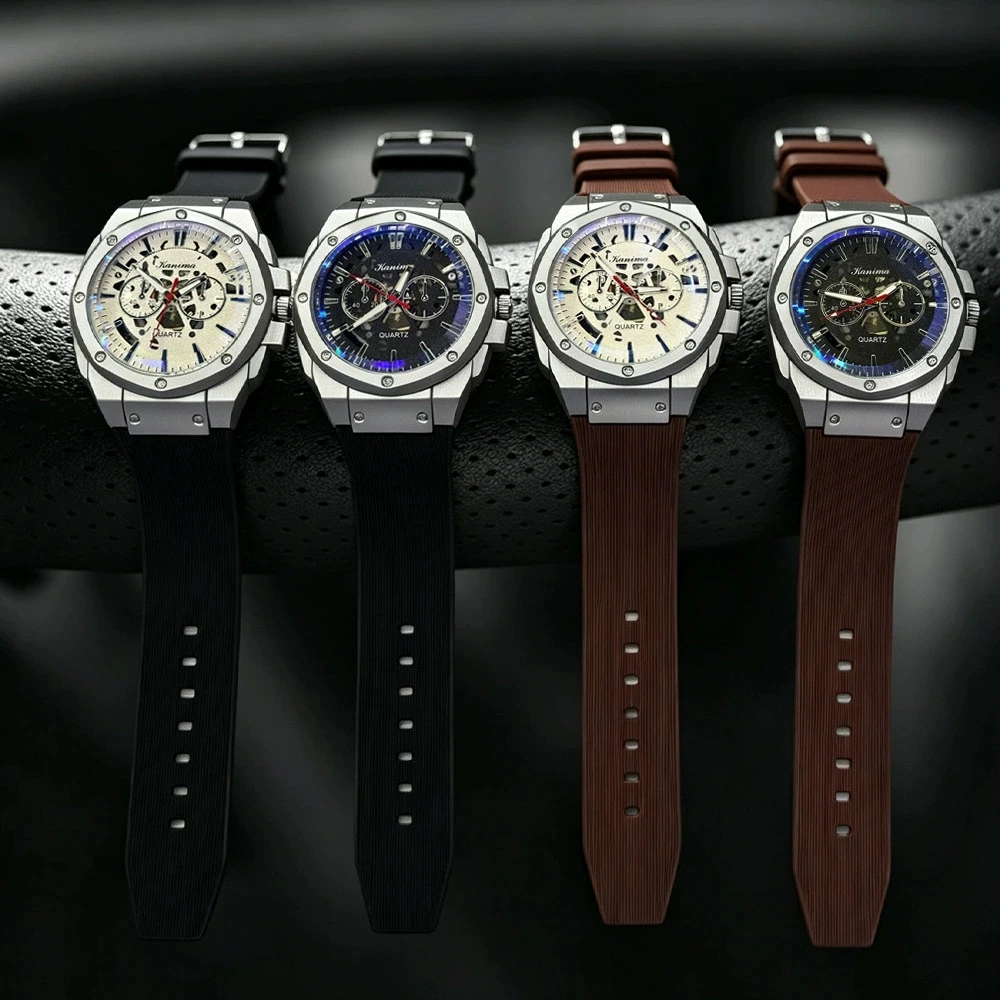 New Fashion Luxury Man Hollow Silicone Watch Men Business Quartz Watches Students Sports Wrist Watches Gifts High Quality Clock