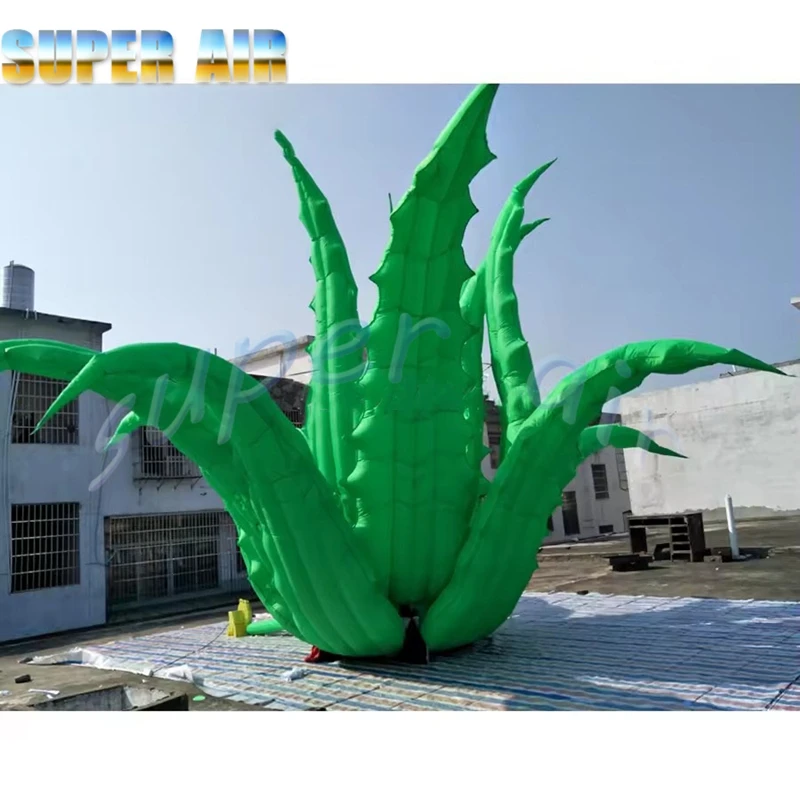 Decoration of construction site that 3m Diameters inflatable grass aloe vera standing plant model for exhibition