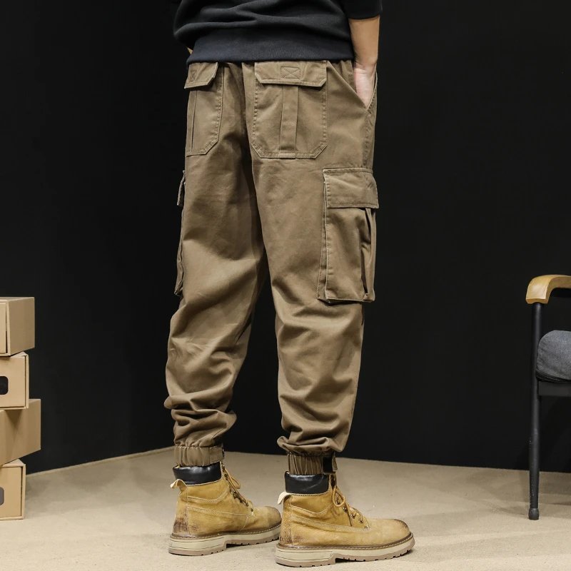 Cargo Pants Men Baggy Casual Pants Men Cotton Solid Vintage Side Pocket Military Trousers Spring Autumn American Streetwear 2023