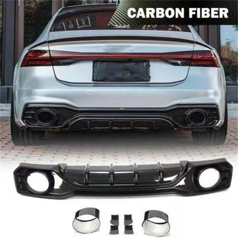 

For Audi A7 S7 C8 Sline Sports style 2019-2024 Real Carbon Fiber Rear Diffuser Kit Lip Spoiler High Quality Refits Splitters