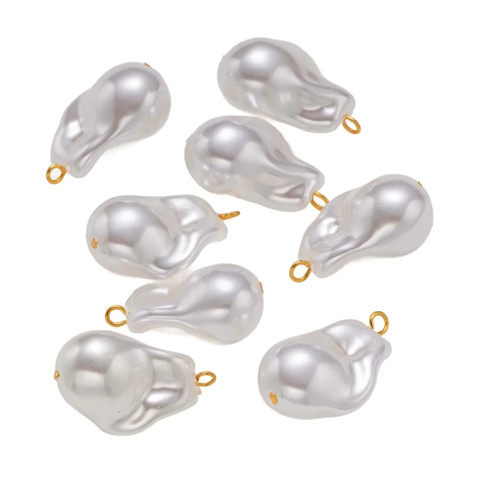 10Pcs Stainless Steel Imitation Pearl Pendant with Hoop DIY Fashion Cute Heart Geometry Necklaces Earrings Jewelry Making - view 6