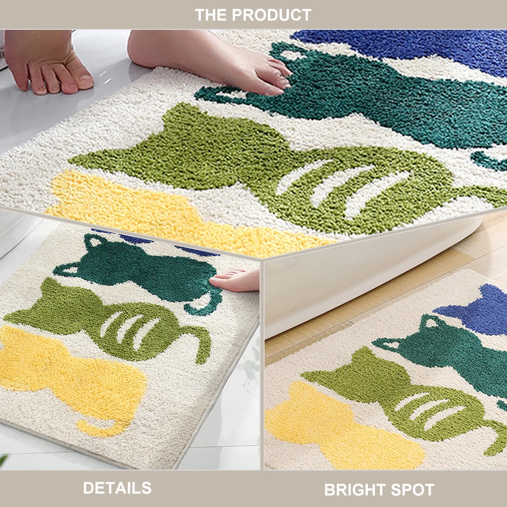 

Cartoon Non slip Bath Mat Decorative Living Room Bedroom Carpet Absorbent Floor Pad Home Cushion Soft Polyester TPR Rubber