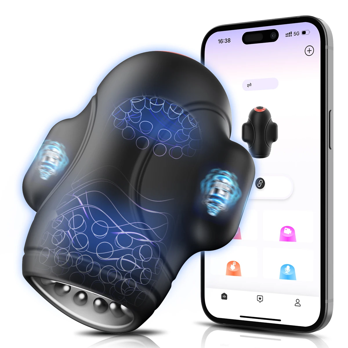 เครื่องสั่นกระตุ้นอวัยวะเพศชายแบบสวมใส่ แอพควบคุม ปลอกสวมอวัยวะเพศชายแบบสั่น 10 รูปแบบการสั่น ปลอกสวมอวัยวะเพศชายแบบดูดกระตุ้น ของเล่นทางเพศสำหรับผู้ชายรักร่วมเพศ