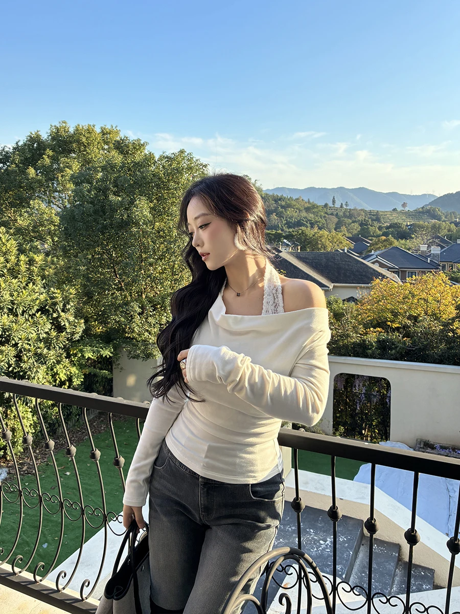 

Женский повседневный топ с эффектом двухслойности, имитация двух частей, с открытыми плечами, облегающий, с эффектом пышности, в стиле «нежное объятие», цвет вишневый, модель Pure Desire