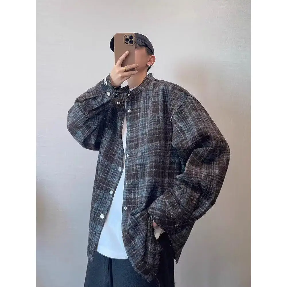 

Весенняя новинка: Мужская куртка в стиле американского ретро, свободного кроя, в клетку, из полиэфирного волокна, с воротником-стойкой, модная, для дома и улицы.