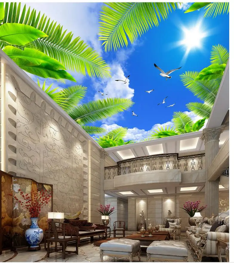 

Photo beautiful scenery wallpapers 3d blue sky ceilngs 3d ceiling murals wallpaper