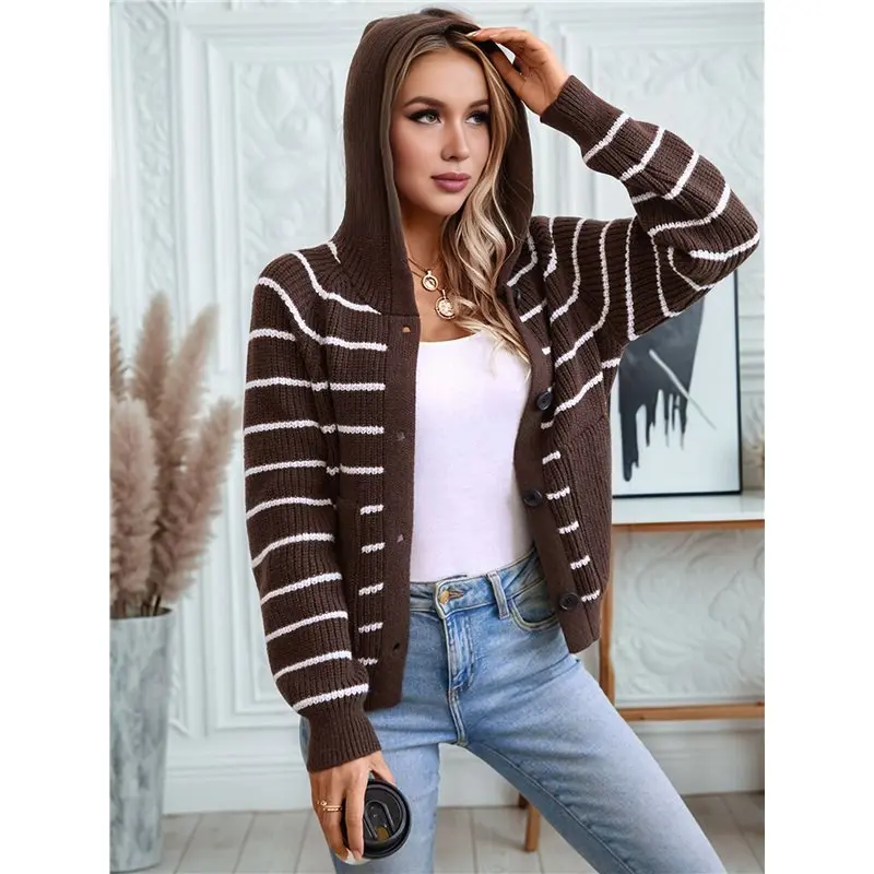 ABDJ-سترات صوفية مخططة للنساء ملابس خريفية بأزرار سفلية عصرية كاجوال بأكمام طويلة