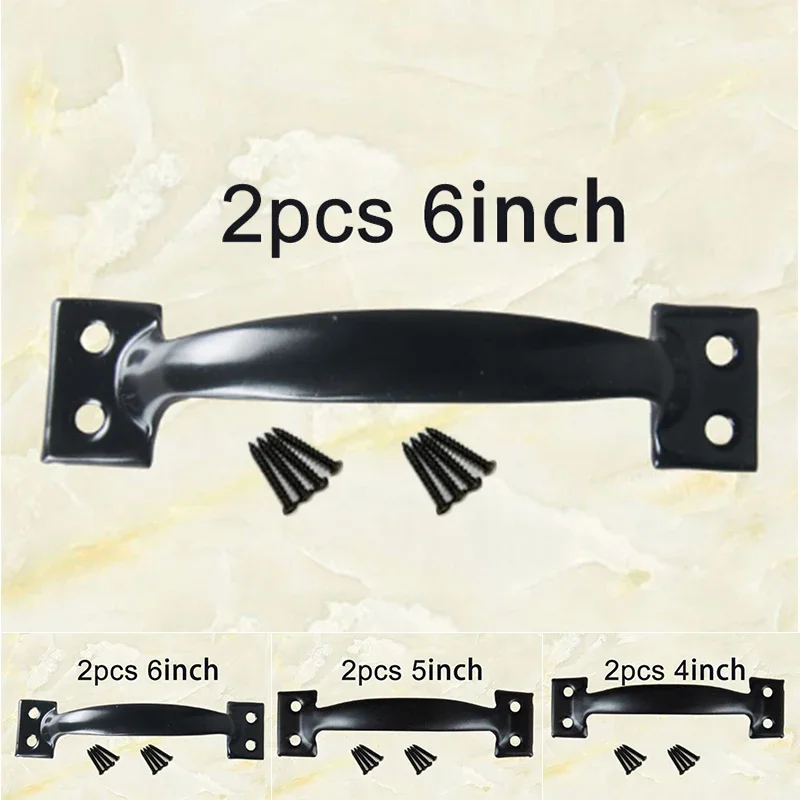 Useful Convenient Door handle Gate Iron Replacement Screws 2Pcs Attachment Black Garages Home Household Indoor