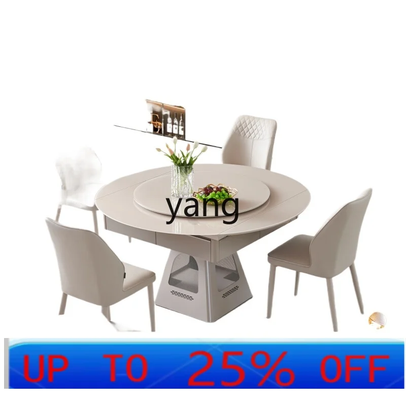

LMM mahjong table and dining table dual-purpose fully automatic household integrated rotating long table becomes round