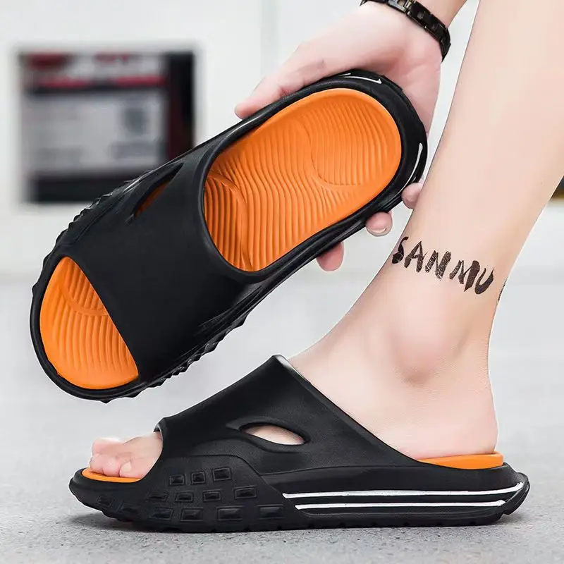 Novedad de verano, zapatillas de una palabra para hombre, suela gruesa, antiolor, antideslizantes, Zapatillas de casa ligeras, zapatillas de playa al aire libre, zapatillas de baño