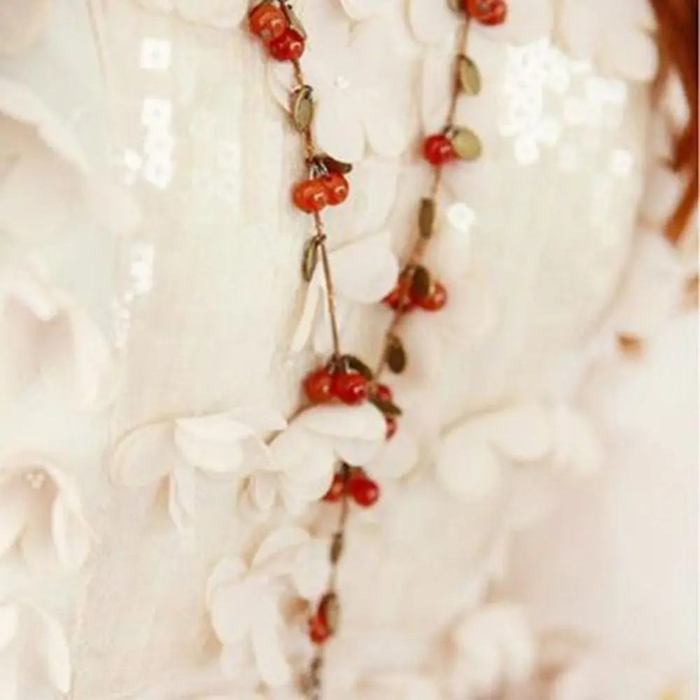 Mode Retro Ketting Trui Keten Rode Bessen Rood Mooie Sieraden Decoraties Dames Meisjes