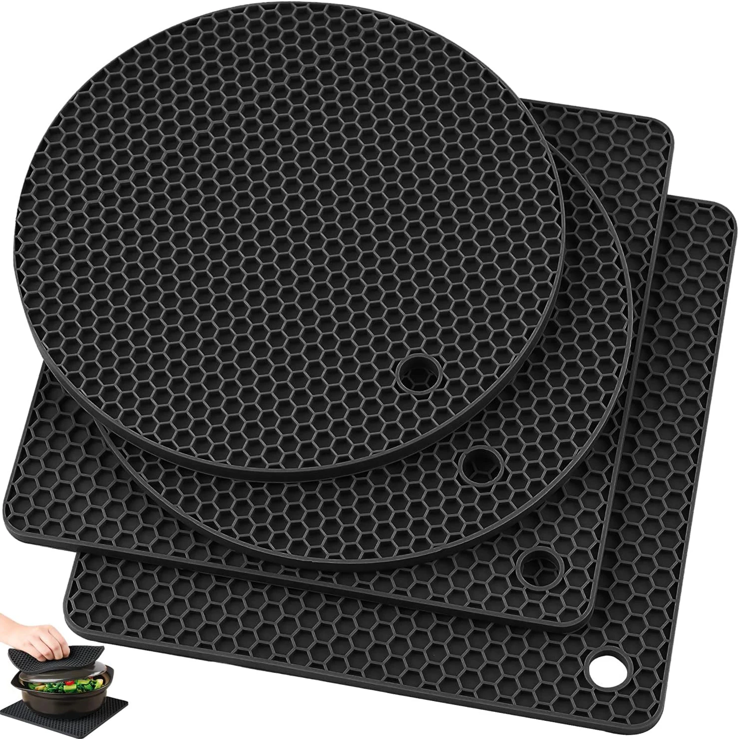 Silicone Trivets for Hot Pots and Pans Mat for Hot Dishes Heat Resistant Durable Flexible Silicone Mat Pot Mat for Countertop