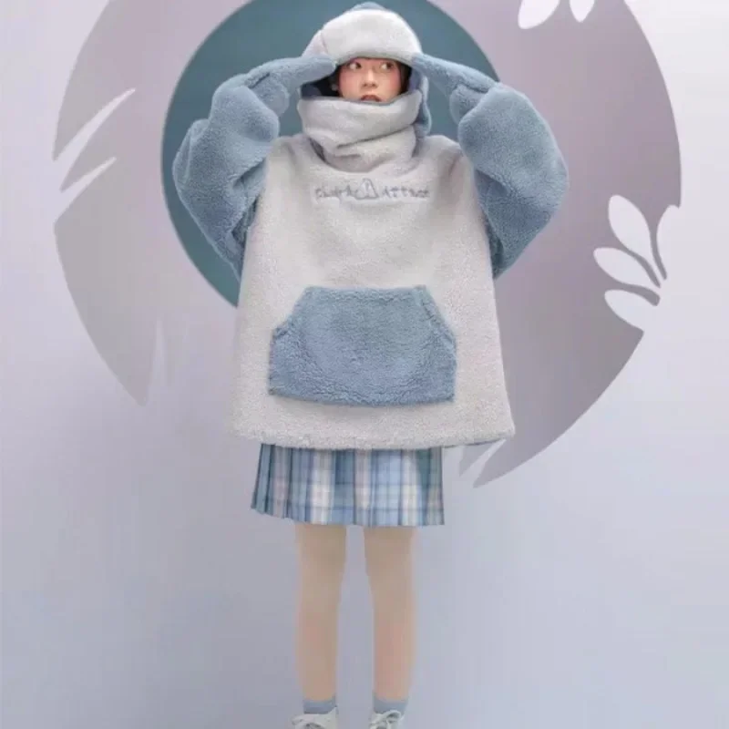 Autumn Winter Kawaii Shark Shape Hoodie For Women Cute And Funny Coat Korean Fashion Loose All-match Oversized Thicken Hoodie