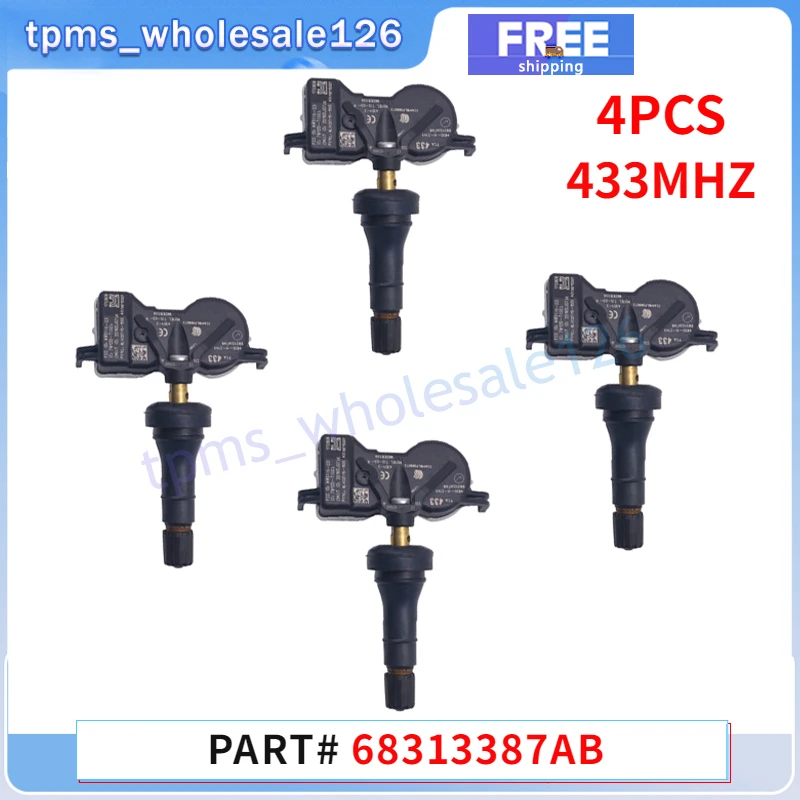 

68313387AB 68252493AB Tire Pressure Monitoring Sensor 4PCS TPMS 433MHZ For Chrysler Voyager Dodge Durango Fiat 500X Jeep Compass