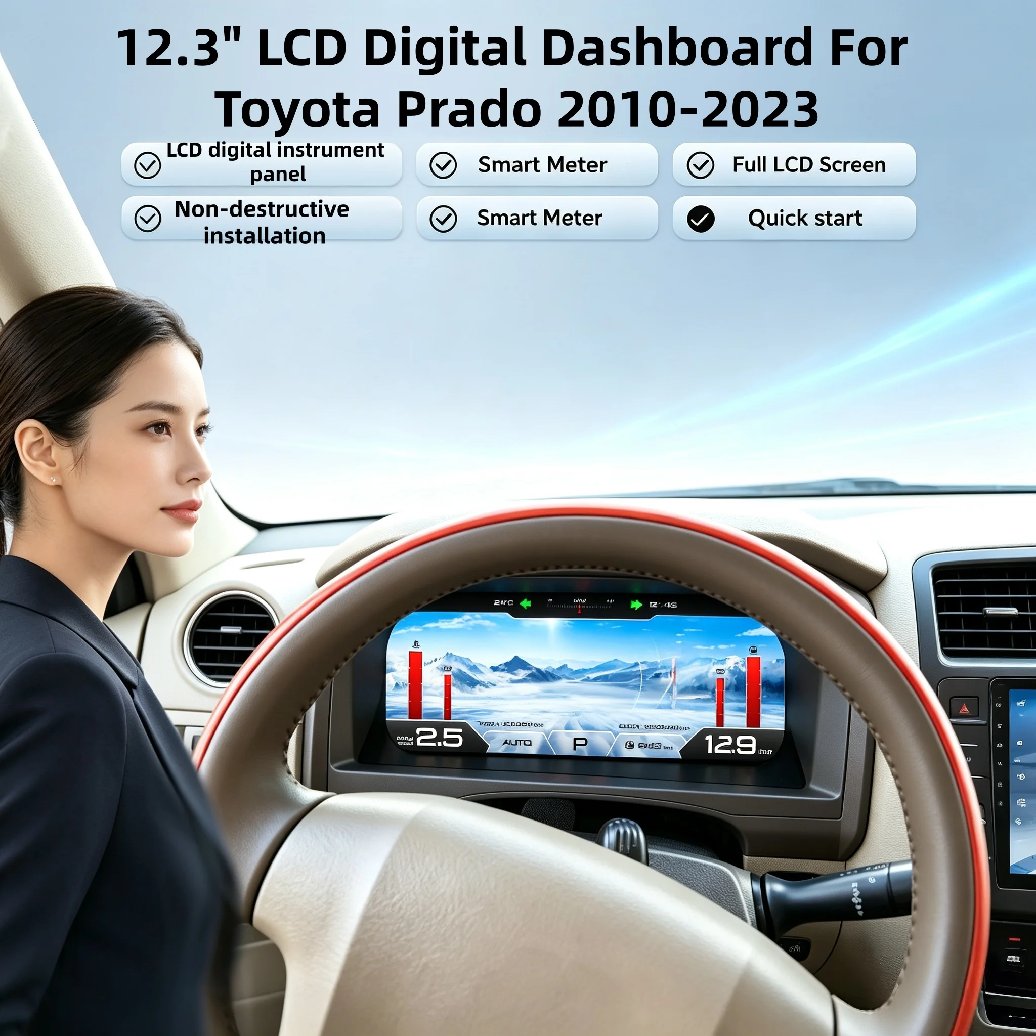 For Toyota Prado 2010-2023 Digital cluster Dashboard Panel LCD Speedometer Screen Virtual Instrument Cluster Virtual