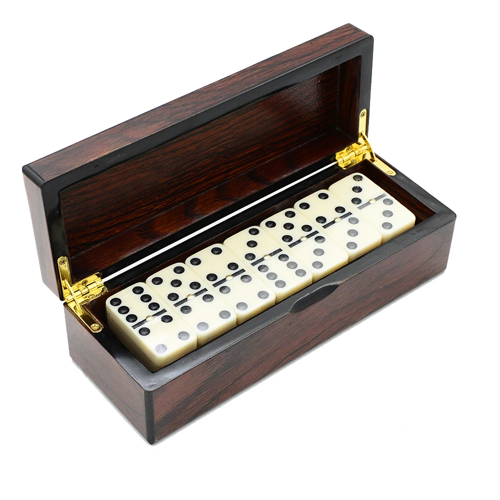 

Double Six Dominoes with in a Wooden Carrying Case - Travel Size Table Game for Family Fun 28pcs/set of Toys Travel Table Games