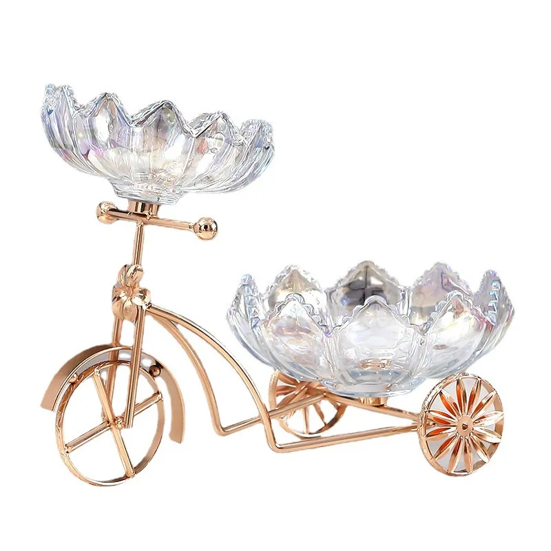

CX bicycle fruit plate glass metal frame home front desk coffee table candy plate