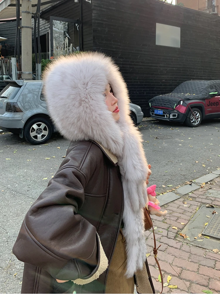 2024 new fashion wholesale ladies soft hats custom design fox hair fur winter hat and scarf set for women