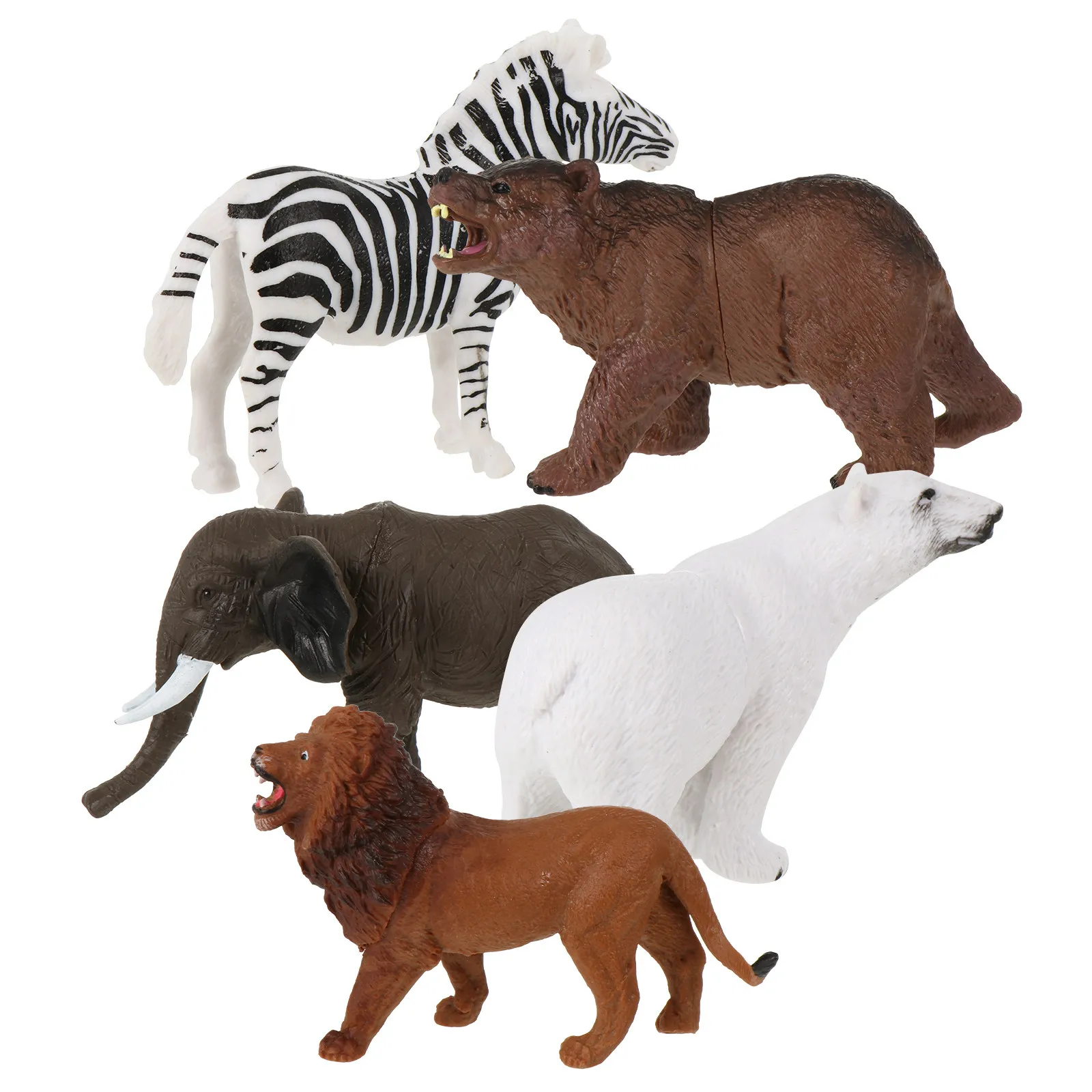 

5Pcs Animal Simulation Decorations Hand Painted Lightweight Plastic Wild Animals Indoor Outdoor Educational Enlightenment