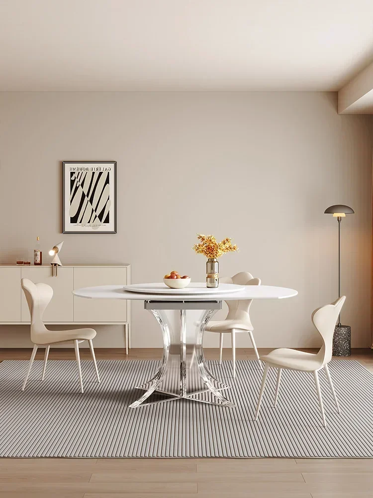 

Выдвижной современный минималистичный выдвижной обеденный стол и стул из акриловой каменной плиты