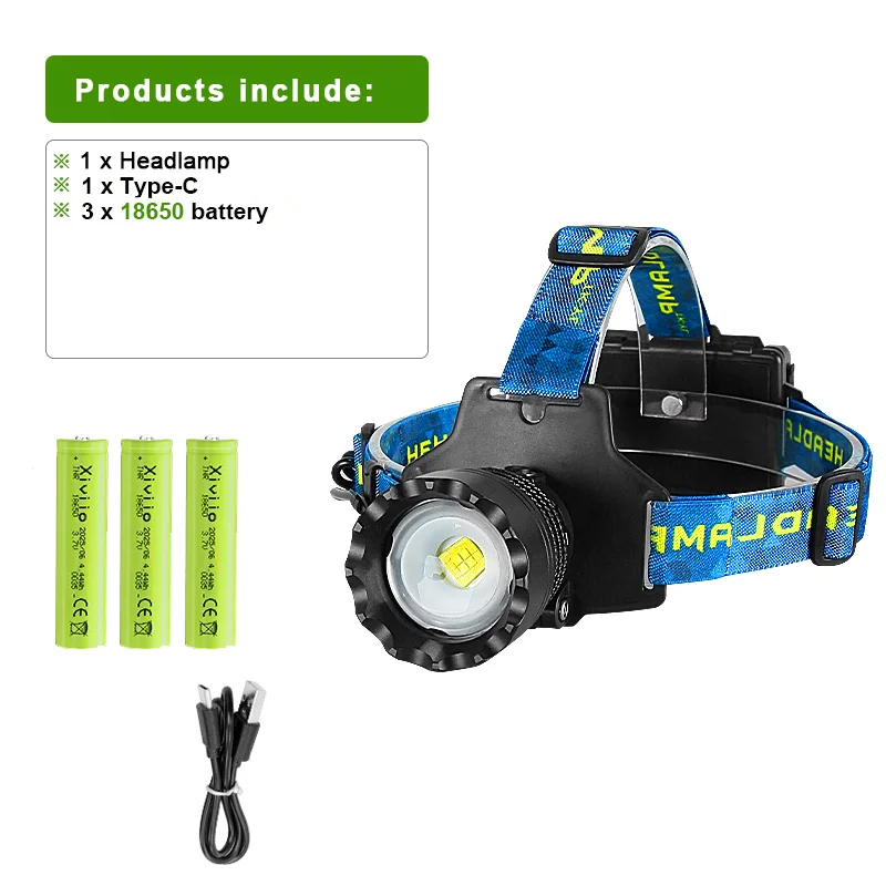 1600W Super Bright LED Headlight Hight Power Head Torch USB Rechargeable Headlamp IPX6 Waterproof Head Lantern For Outdoor image 3