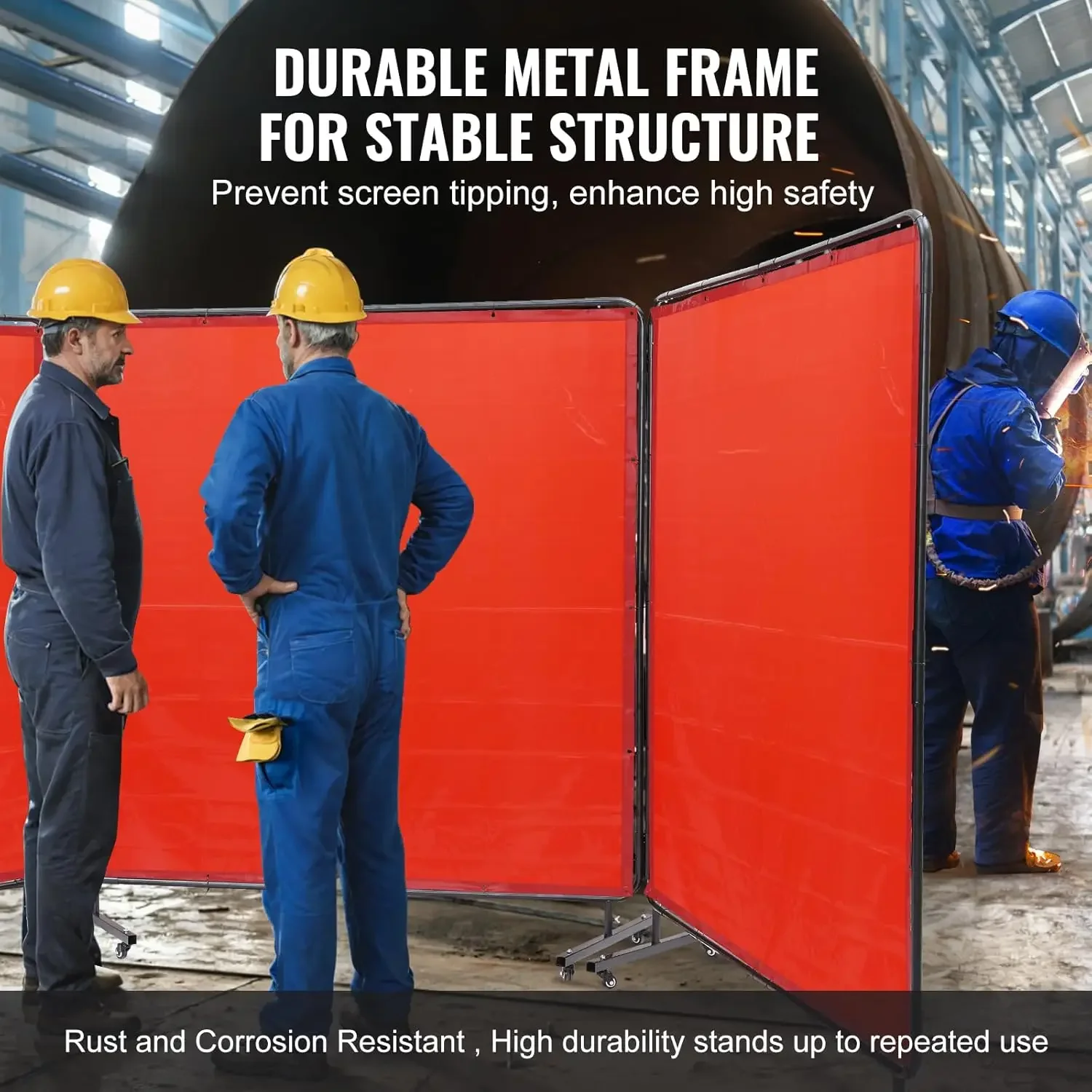 Welding Screen with Frame, 6' x 6' 3 Panel Welding Curtain Screens