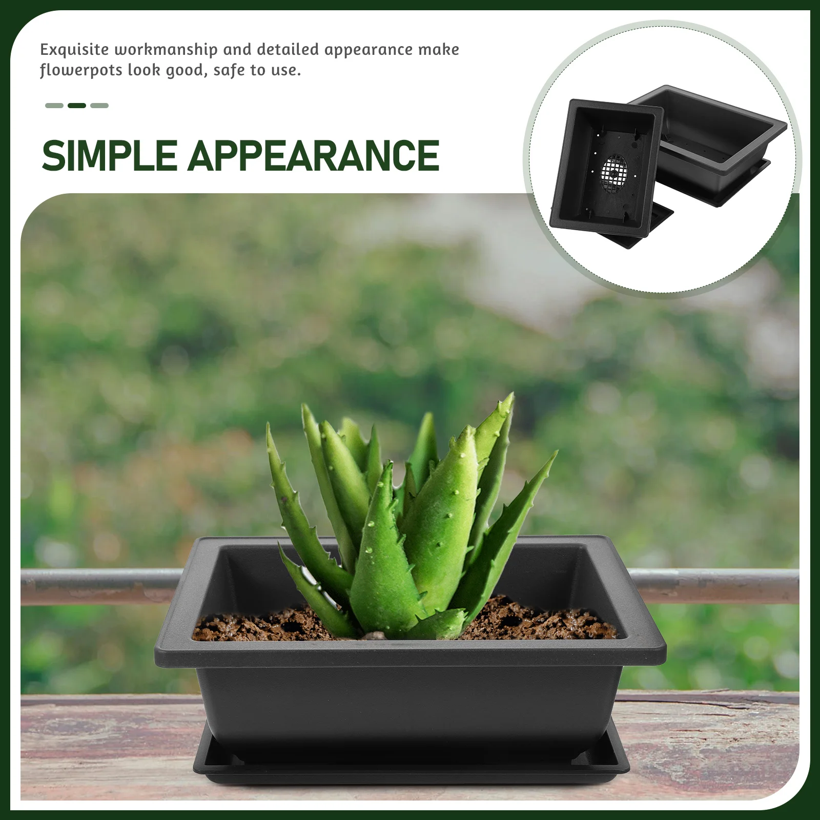 

8 Sets Rectangular Flower Pot Premium Plastic Bonsai Tray Space Saving Gardening Balcony Plant Container Household Flowerpot
