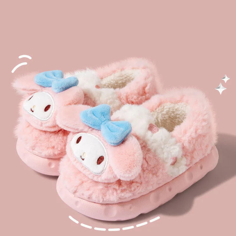

Cinnamoroll Kuromi Winter Cartoon Child Cotton Shoes Girl Cute Plush Thicken Non-Slip Keep Warm Indoor Slippers Birthday Gift