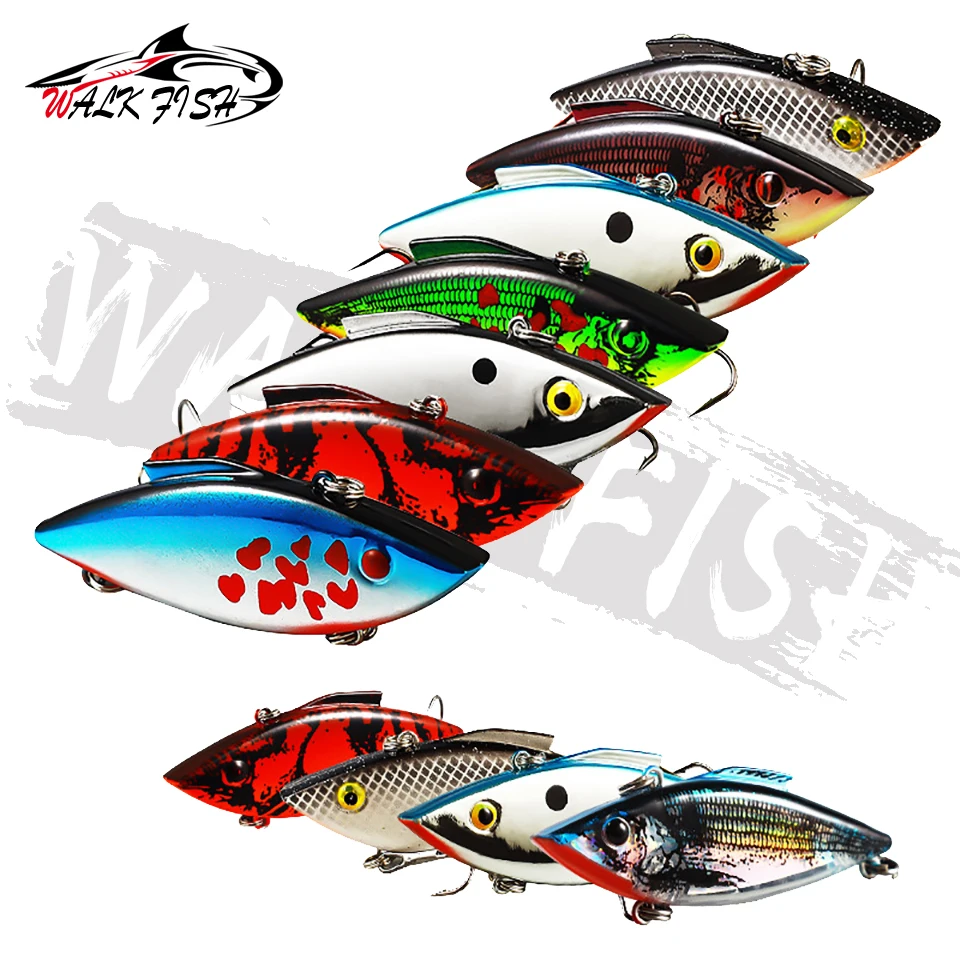WALK FISH 1PCS VIB Fishing Lure Bionic Hard Bait Artificial Sinking Treble Hook Lifelike Crankbait Bass Pike Saltwater Freshwate
