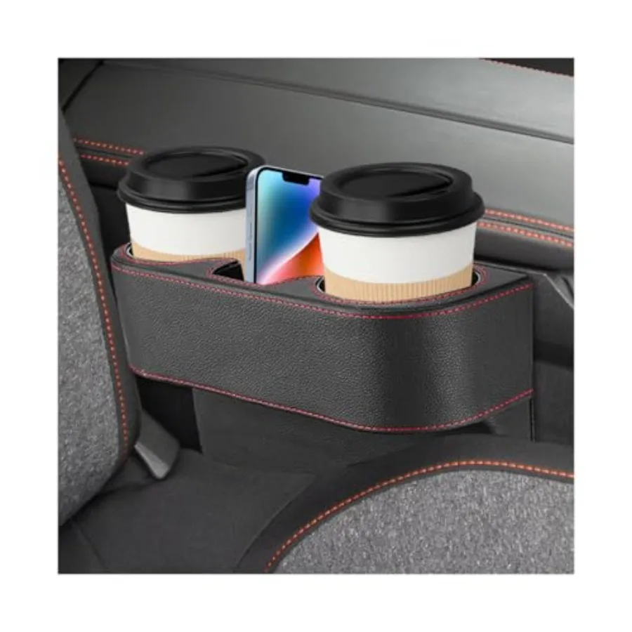 

Car Seat Gap Filler Organizer, Multifunctional Auto Console Side Storage Box with Cup Holder, Universal PU Leather Cup Holder F