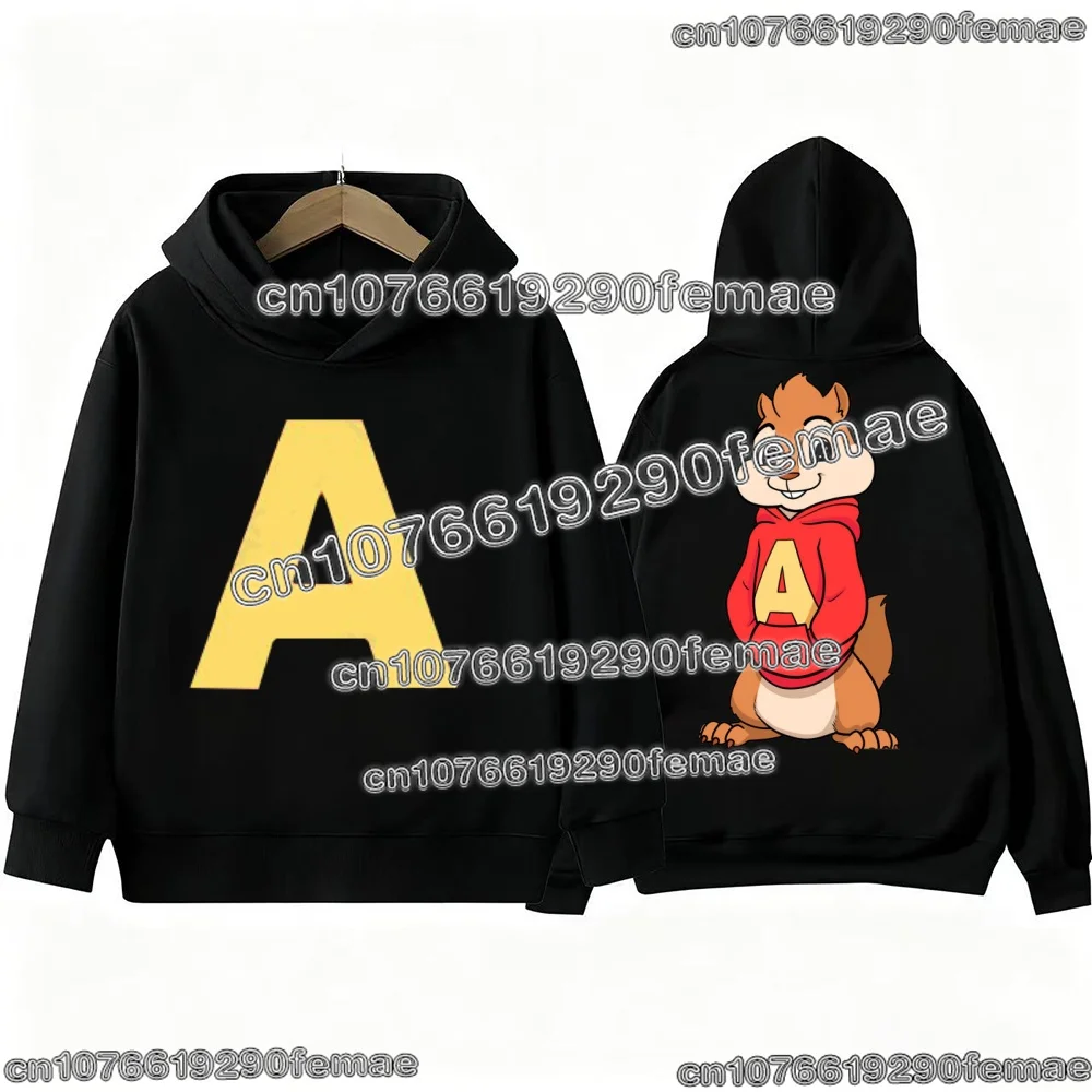 سترة بغطاء للرأس من فيلم Alvin and The Chipmunks للأطفال بأكمام طويلة كارتونية للأولاد والبنات للخريف والشتاء، قمة الموضة المريحة